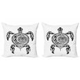 thumbnail image 1 of Ambesonne Turtle Throw Pillow Cover 2 Pack, Hawaiian Maori Animal, 24", White and Black, 1 of 2