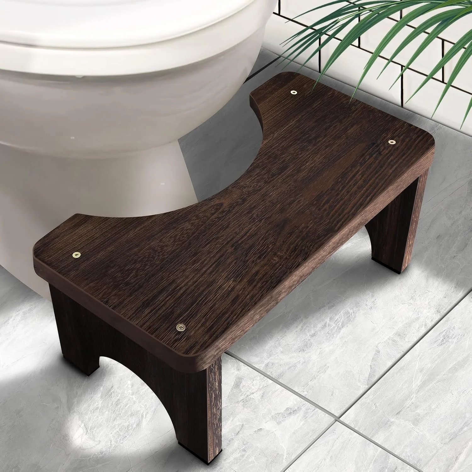 7 Inch Wood Toilet Stool for Adults, Squatting Poop Stool for Bathroom, Portable Potty Stool with Non-Slip Surface, Natural Wooden Foot Rest