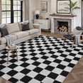 thumbnail image 5 of PureCozy 8'x10' Area Rugs for Entryway Entrance Kitchen Bedroom Office Rugs Modern Soft Shag Non Slip Checkered Large Washable Rugs, Black & White, 5 of 5