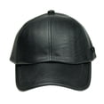 thumbnail image 3 of FREEBIRD99 Men's Faux Leather Adjustable Winter Warm Baseball Cap Dad Hat - Black, 3 of 5