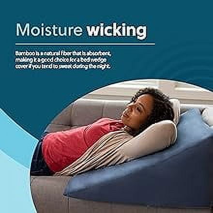 Sleep Jockey Pillow Cover for Bed Wedge - Ultrasoft Bamboo Wedge Pillow Case Cover with Zipper - Multiple Sizes to fit Most Sleep Wedges - Easy Care, Long Lasting (12", Dark Gray)
