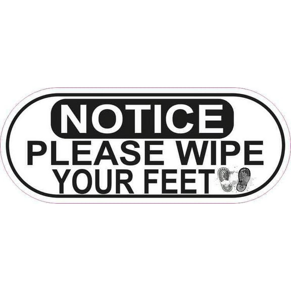 5in x 2in Notice Please Wipe Your Feet Sticker
