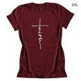 thumbnail image 1 of braveheart T-Shirt Femme Col Rond Chemisier à Manches Courtes Femme Lettre T-Shirt Imprimé, Rouge Vin, XXL, 1 of 5