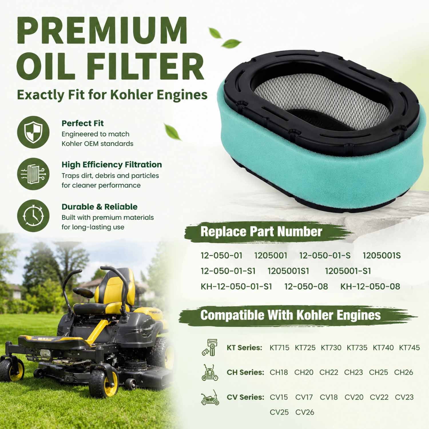 7000 Maintenance Kit 32 083 09-S Air Filter for Kohler 32 883 09-S1 KT715 KT725 KT730 KT735 KT740 KT745 19HP-26HP Engine Lawn Mower
