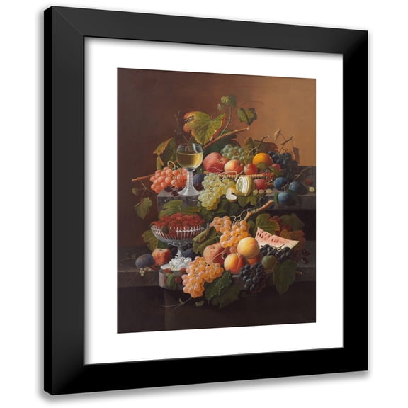 Severin Roesen 11x14 Black Modern Framed Museum Art Print Titled - Still Life (After 1854)