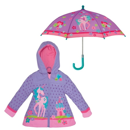 Stephen Joseph Girls 4-8 Rain Coat & Umbrella Set