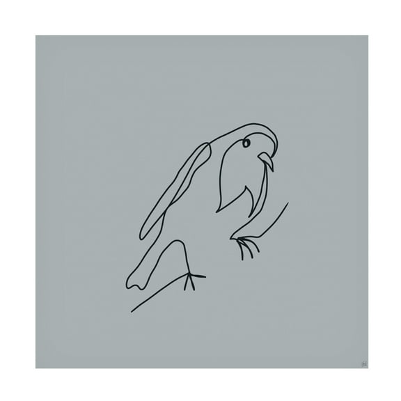 Canvas Wall Art - Line and Brush 'Line Bird 2' Wall Art for Living Room, Bedroom, or Office Décor by Trademark Fine Art - 14 x 14 Inches
