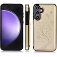 thumbnail image 4 of Phone Case for Samsung Galaxy S23 FE 5G with Tempered Glass Screen Protector and Card Holder Wallet Cover Stand Flip Leather Cell Accessories S 23 FE S23FE5G S23FE 23S G5 Women Golden, 4 of 7