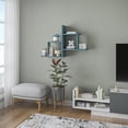 thumbnail image 3 of Ada Home Decor Furniture 33.86" 2 Tier Petrol Blue Webb Modern Wall Shelf, 3 of 7