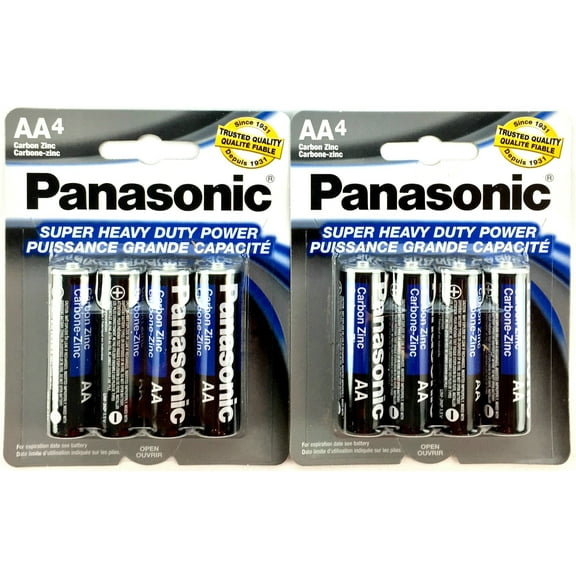 Panasonic 5741 8PC AA Batteries Super Heavy Duty Power Carbon Zinc Double A Battery 1.5V, Black (Pack of 8)