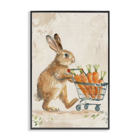Stupell Industries Traditional Carrot Connoisseur Rabbit Black Framed Giclee Art, 12 x 18, by Petals Prints Design