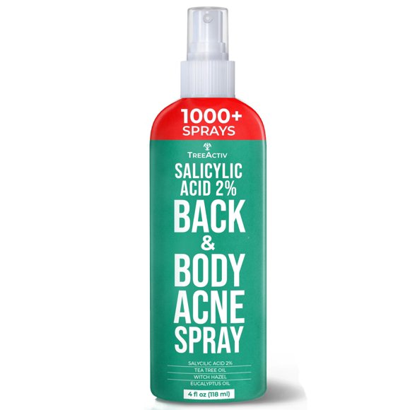 Spray para tratamiento del acné corporal TreeActiv, 120 ml, 2% de ácido salicílico