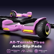 MIHOVER 6.5 Kids Self Balancing All-Terrain Self-Balancing Scooter - Ride on Toys UL 2272 Certified,LED Lights,Bluetooth Speaker,7.75mph,Max Load 176 lbs-Pink