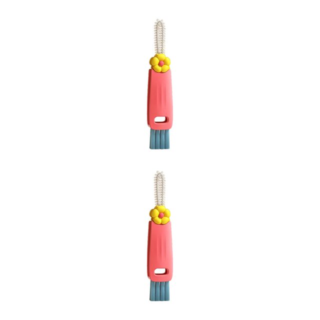 Injueey Cepillo de tapa de botella 3 en 1, ranura de limpieza, cocina portátil multifuncional, Mini tapa, fregador de lavado, lavavajillas Rojo 2piezas
