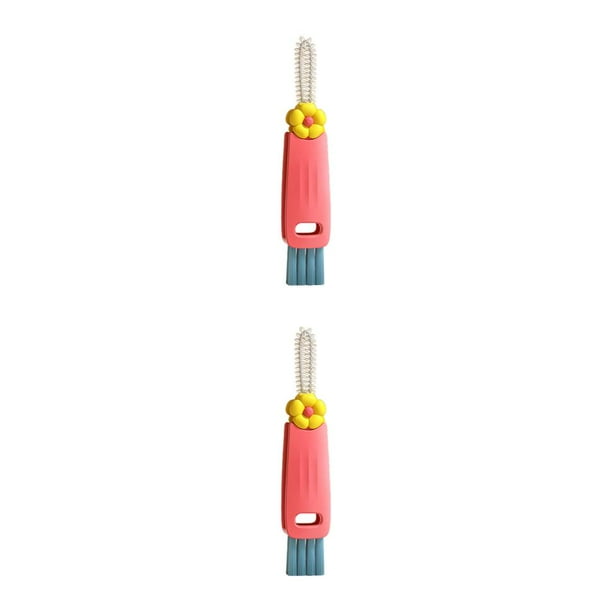 Injueey Cepillo de tapa de botella 3 en 1, ranura de limpieza, cocina portátil multifuncional, Mini tapa, fregador de lavado, lavavajillas Rojo 2piezas