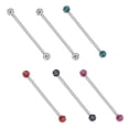thumbnail image 3 of Industrial Barbell 14G with Crystal Paved Ferido Balls Surgical Steel - 6 Colors, 3 of 11
