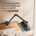thumbnail image 2 of Support de Tablette Réglable pour Lit, Bras Long Rotatif, Support Métallique de Bureau pour Tablette, Pince de Fixation pour 4,7-10,2 Po pour Tablette, 1 x Support, Noir, 2 of 6