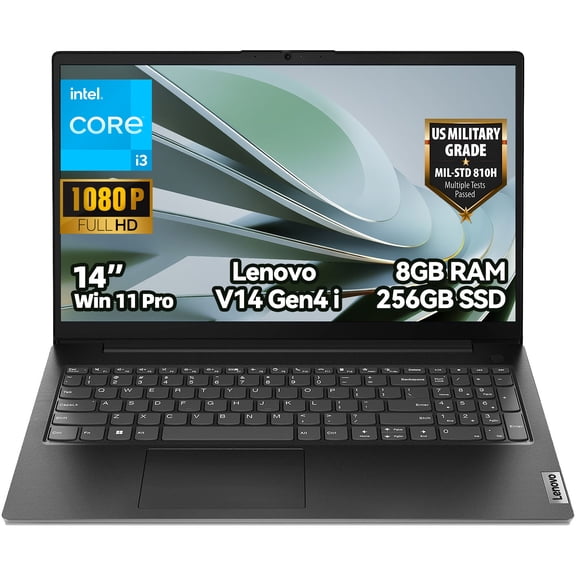 Lenovo V14 G4 i 14" Business Laptop, FHD Anti-Glare, Intel Core i3-1315U, Windows 11 Pro, 8GB RAM, 256GB SSD, Dolby Audio, MIL-STD-810H