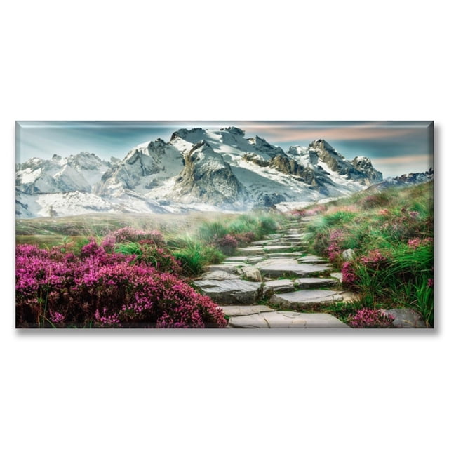 Cuadro Canva Listo Para Colgar Tipo Galería Montaña Blanca 50X100 cm Pixtreats