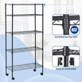 thumbnail image 3 of Dkelincs 5 Tier Wire Shelving Unit Adjustable NSF Metal Storage Shelves with Wheels for Garage Kitchen, Black, 3 of 7