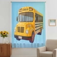 thumbnail image 3 of School Bus Sheer Curtains 84 Inches Long, Cartoon Funny Yellow Transportation Truck Blue Light Filering Curtains, Breathable Simi Curtain Privacy Drapes for Living Room Bedroom Window Treatment, 3 of 9