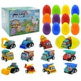 thumbnail image 2 of Yanxiao 12PCS Prefilled Easter Eggs with Toy Trucks, Colorful Plastic Eggs Filled with Pull-Back Construction Vehicles for Easter Egg Hunt, Basket Stuffers & Party Favors, 2 of 4