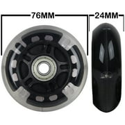 LED Inline Wheels 76mm 82a Skate Rollerblade Light Up 4-Pack w/ Abec 9 Bearings