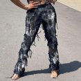 thumbnail image 2 of Lenpel Tassel Pants for Women Trendy Streetwear Tie Dye Flare Leg Trousers High Waisted Party Clubwear Pants, 2 of 4