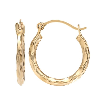 Brilliance Fine- Girl’s /Tween 14K Yellow Gold Textured Hoop Earrings