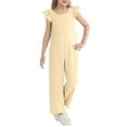 thumbnail image 5 of Delliss Girls Jumpsuits Ruffle Sleeveless Strap Casual Loose Overalls One Piece Wide Leg Pants Rompers 5-15 Years, 5 of 8