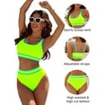 thumbnail image 4 of YUIVH Women's High Waisted Bikini Sets Sporty Two Piece Swimsuits Color Block High Cut Bathing Suits Sexy Vacation Beach Wear Summer Beach Athletic Swimwear, 4 of 7