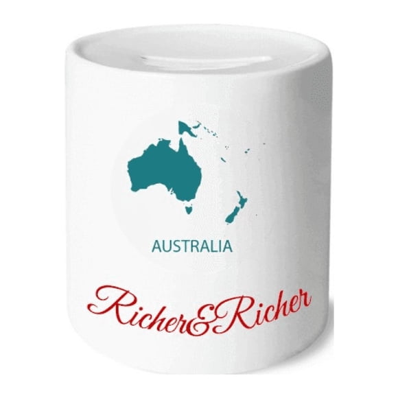 Australia Oceania Continent Outline Map Rich and Rich Bank Saving Box Coin