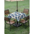 thumbnail image 4 of Outdoor Tablecloth with Umbrella Hole for Patio/Picnic/Party/Camping, Navy Blue Flower Waterproof Table Cloth Square Cover Washable, Indigo Blue Summer Rustic Vintage Beige (54"x 54"), 4 of 9