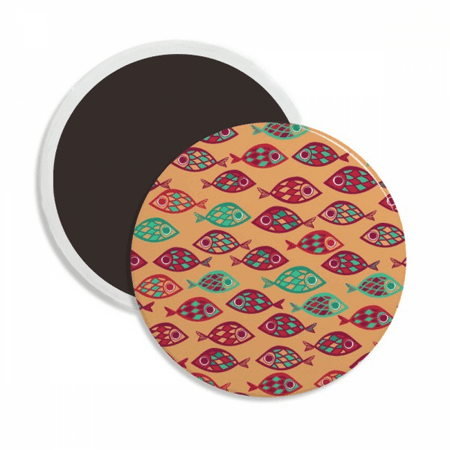 

Warm Color Grids Fishes Round Ceracs Fridge Magnet Keepsake Decoration