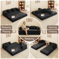 thumbnail image 5 of Convertible Sofa Bed, Noelse 5-in-1 Boneless Couch with Fixed-Shape Frame and Removable Armrests, No Assembly Required Corduroy Couch for Living Room, Black, 5 of 9