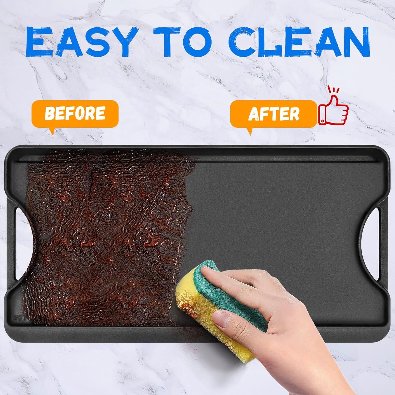 20 x 10.5 Reversible Cast Iron Griddle for Gas Stove, Grill & Camping