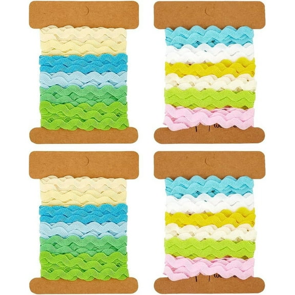 24 Yards 2 Styles Zig Zag Ribbon Trim 1/4 inch(7.5mm) Wave Ribbon Bending Fringe Trim Woven Fabric Sewing Lace for DIY Sewing Crafts Clothes Dress Embellishment Gift Wrapping Party