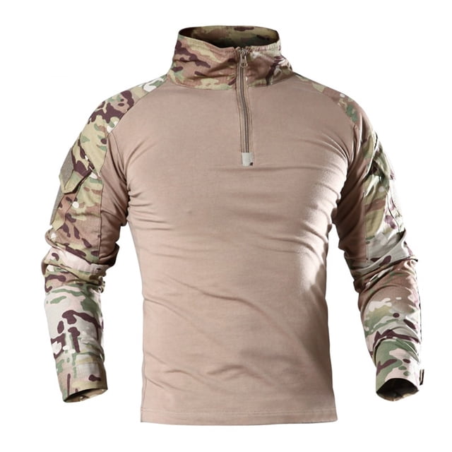 Camisas de Otoño Para Hombres Camiseta de Manga Larga Con Cuello En V Camuflaje Traje de Entrenamiento Camiseta Superior Odeerbi ODB-4