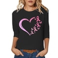 thumbnail image 1 of T-shirt Graphique de Sensibilisation au Cancer pour Femmes, Col Rond, Manches Trois Quarts, Décontracté, Confortable, Tenue Quotidienne, Haut de Festivals, 1 of 4