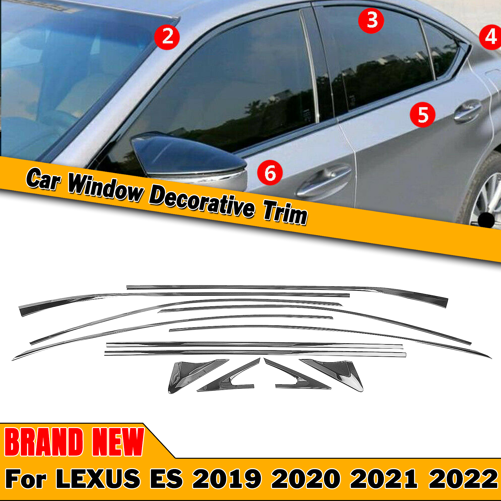 Car Side Window Frame Strip Trim Decor Titanium Black 12X For 20192022
