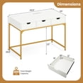 thumbnail image 3 of Costway Office Desk with Power Outlets,43.5" Modern Writing Desk with Hidden Compartment White & Gold, 3 of 10