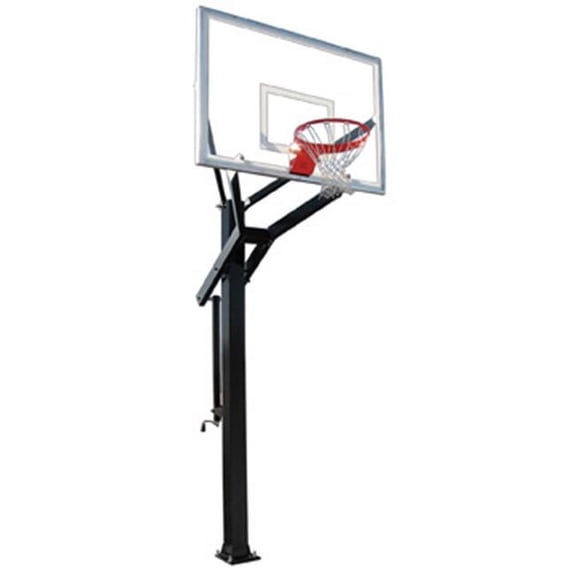PowerHouse 660 Steel-Glass In Ground Adjustable Basketball System, Kelly Green