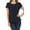 Navy, variant on MOA Collection Women's Casual Pleated Front Petal Cap Sleeve Round Neck Blouse