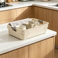 thumbnail image 5 of JJV Storage Bins with Handle 5 Sizes Stackable Organizer Bins White Storage Containers for Kitchen Pantry Bathroom Cabinet Drawer Wardrobe Organization, 5 of 6