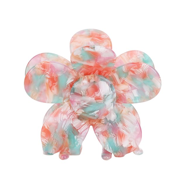 Pinza para el pelo con forma de flor, pinza para el pelo de plástico de acetato, tocado para la cabeza trasera para mujeres y niñas, colorido