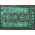 thumbnail image 1 of Ahgly Company Machine Washable Indoor Rectangle Southwestern Turquoise Blue Country Area Rugs, 2' x 3', 1 of 4