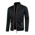 thumbnail image 3 of Men's Lightweight Fleece Full Zip Jacket Stand Collar Soft Warm Windproof Casual Coat with Zipper Pockets, 3 of 4
