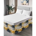 thumbnail image 4 of Street Art Bed Skirt King Size 16" Drop Watercolor Yellow Gray Decoration Ruffled Wrap Around Bed Skirts Adjustable Elastic Bedskirt Dust Ruffle for King Size Bed, 4 of 7