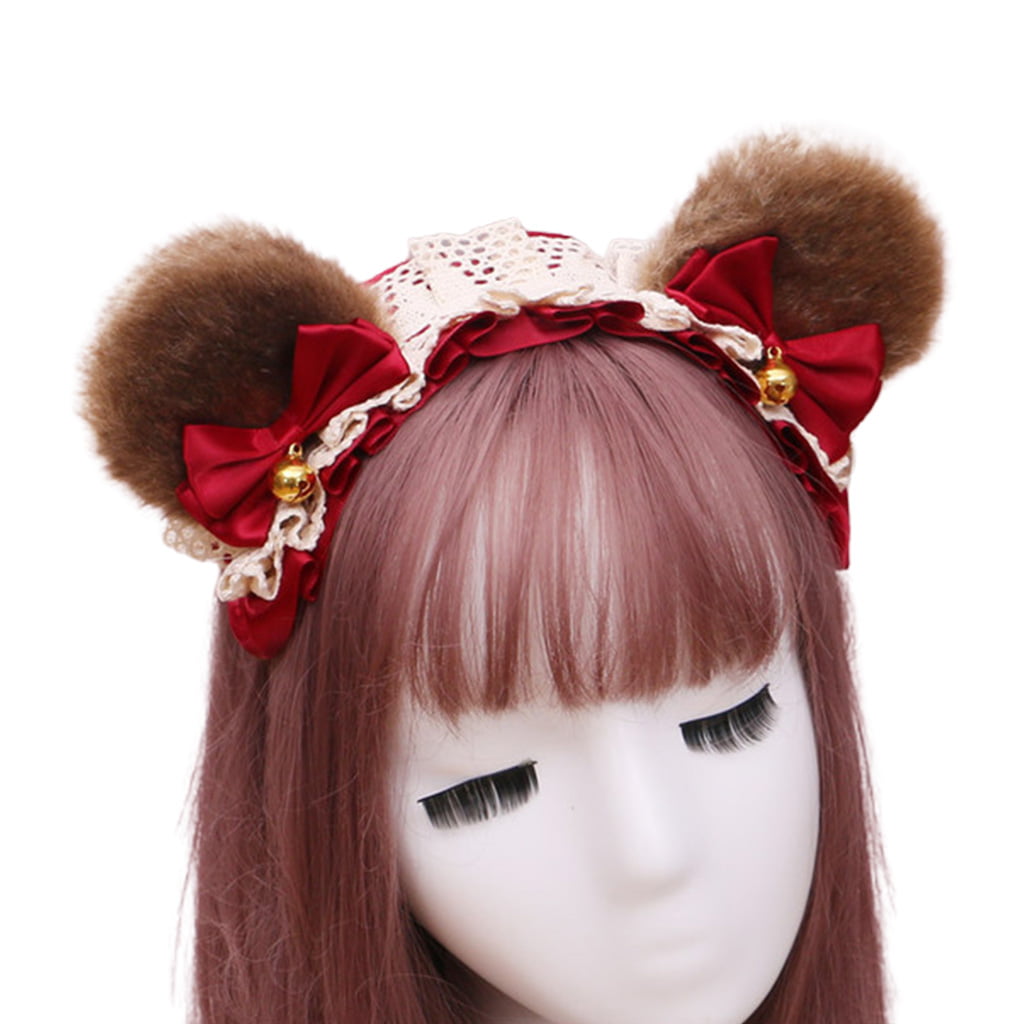 Lolita Cat Ear Headband Lace Bell Bandana Anime Cosplay Hair Hoop Cute Hairband