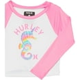 thumbnail image 2 of Hurley Girls' Long Sleeve Rash Guard and Hat 3-Piece Swimsuit Set, Mutli/Mermaid, 4T, 2 of 4